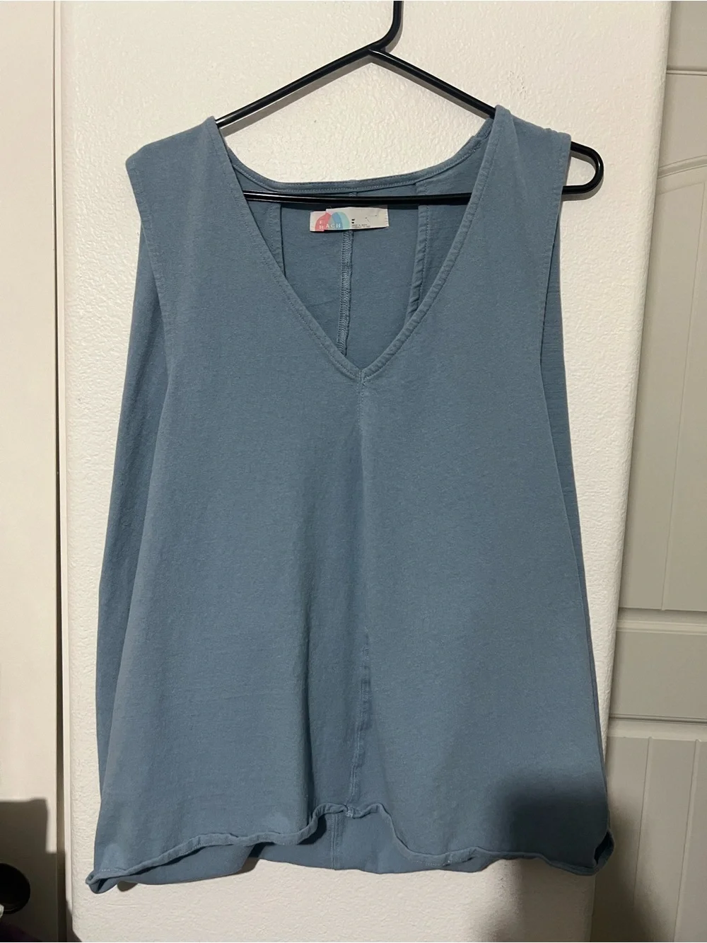 Free People Beach Relaxed Swing-Style V -Neck Tank Top (Dusty Blue)